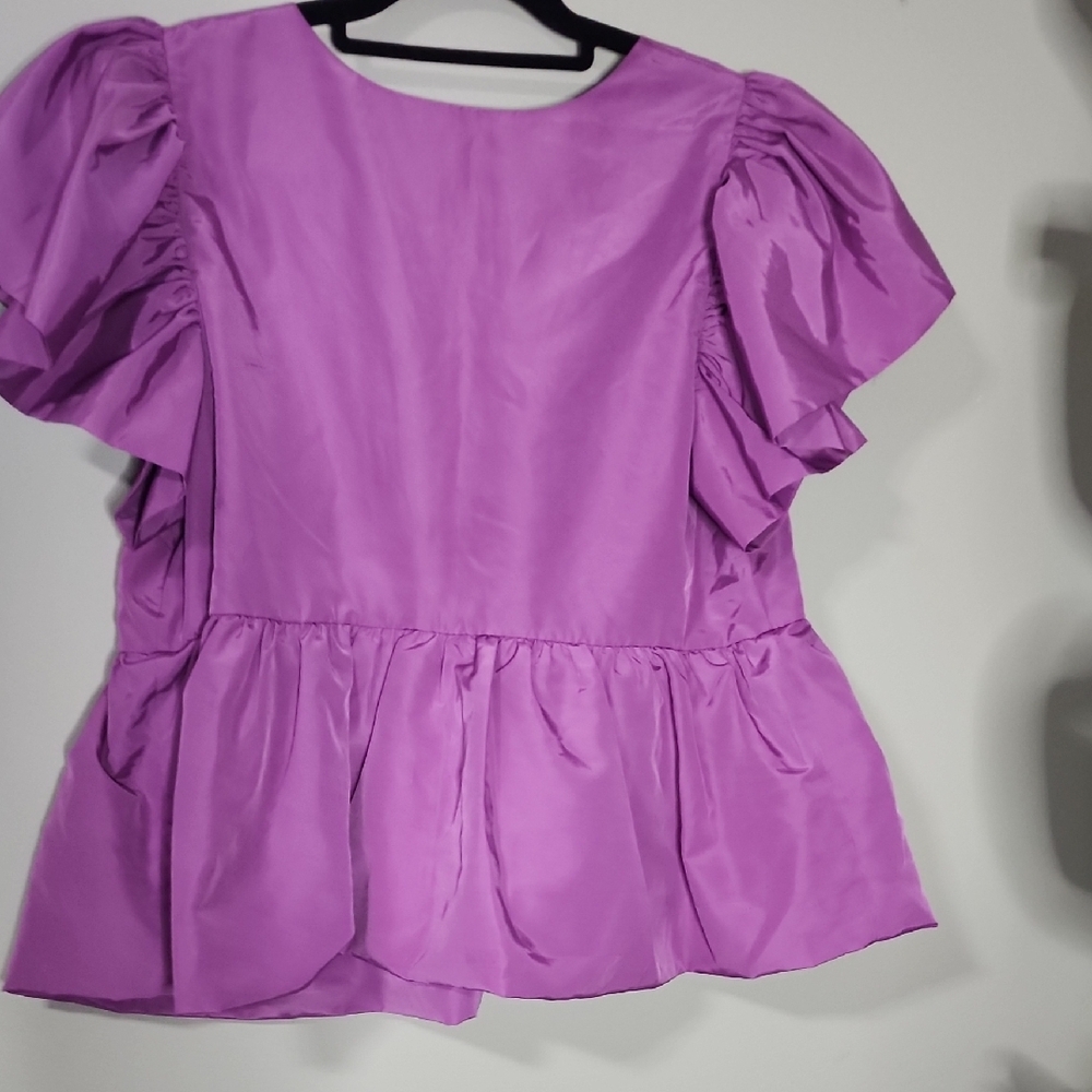 Express Lavender Ruffle Sleeve Top - Picture 7 of 7